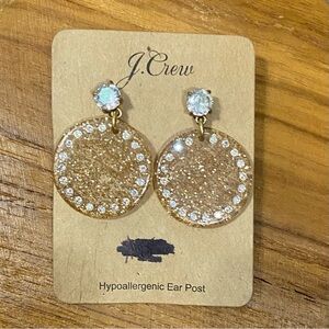 J. Crew women round crystal drop stud hypoallergenic earrings. NWT.